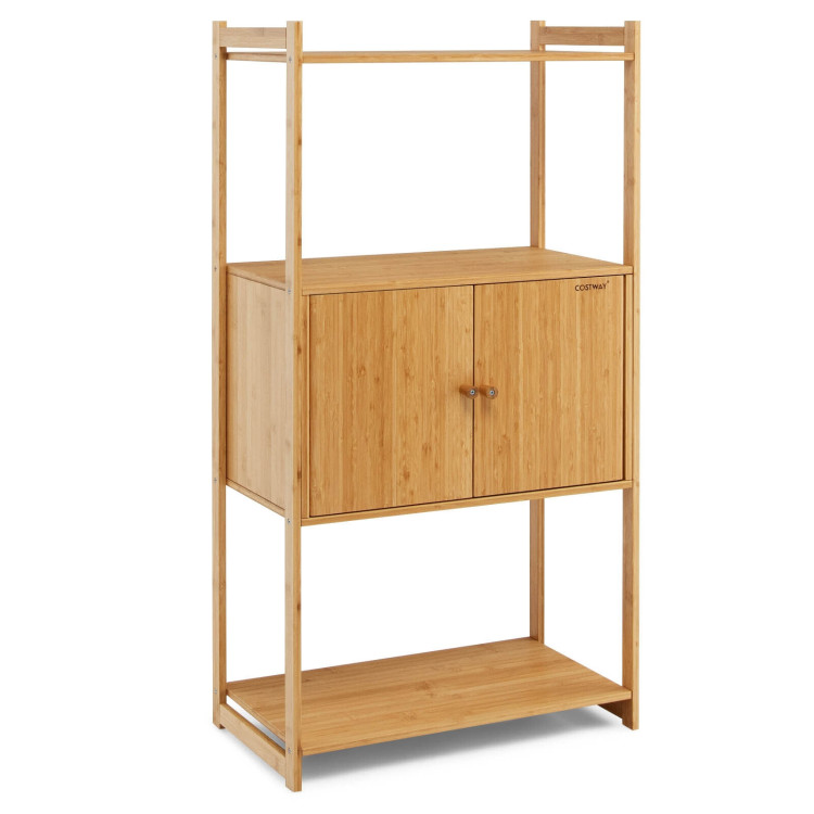 Bathroom Bamboo Storage Cabinet with 3 Shelves-NaturalCostway Gallery View 1 of 10